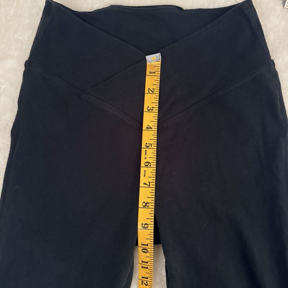 VS Pink Leggings M Black Cotton V Crossover Full Length Activewear Gym Casual - Picture 8 of 9
